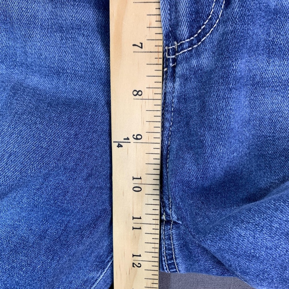 Paige Jeans Womens 29x28 Blue Claudine Mid Rise Crop Flare Raw Hem Stretch - Picture 9 of 16